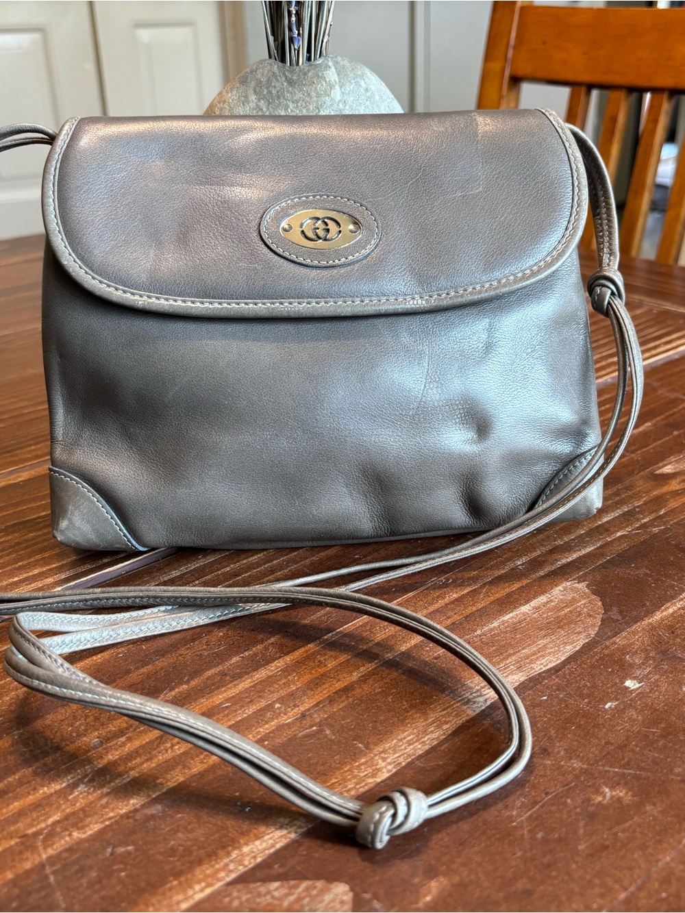 Vintage Gucci Gray Leather Bag
